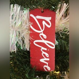 Red 'Believe' Holiday Ornament